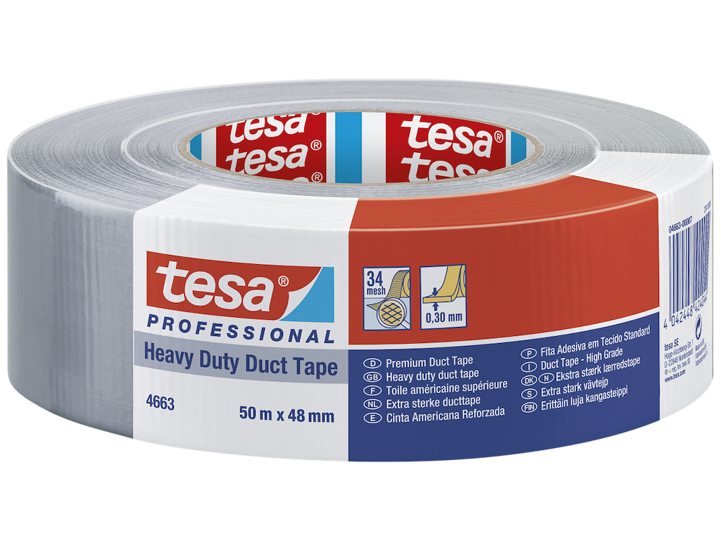 Tesa 4663 Heavy Duty gaffatape lærred grå 48mm×50m