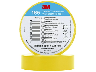 3M Temflex 165 el-vinyltape 15mm×10m gul