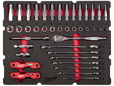 Skumindsats, 3/8" topnøgler mv., Milwaukee Packout