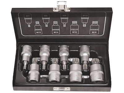 Stifttopsæt 1/2" XZN 5-18, 8 dele Bato