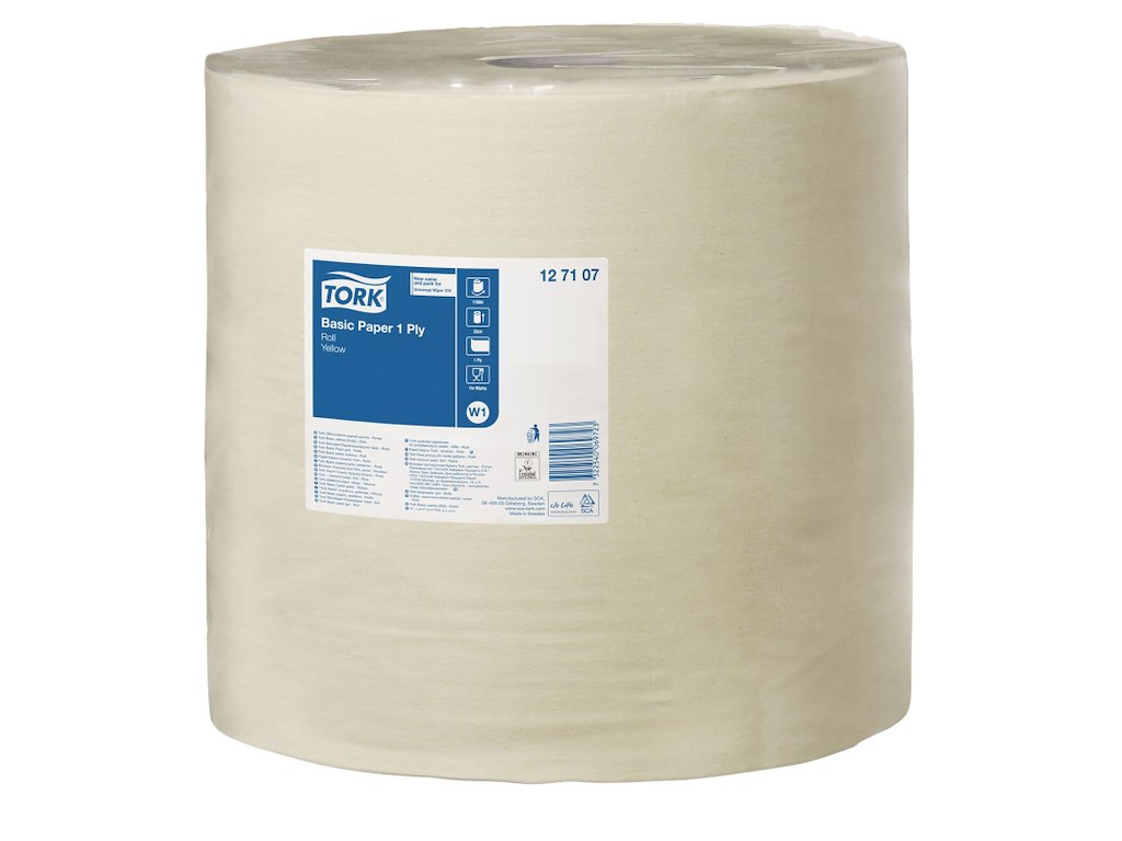 Tork aftørringspapir Basic W1 gul 33cm×1190mtr