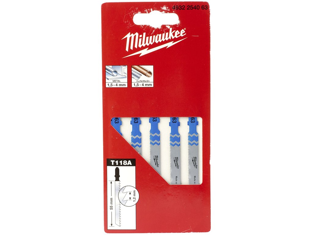 Stiksavblad T118A 55/1,2 mm pk/5 Milwaukee