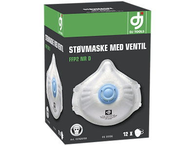 DJ TOOLS støvmaske m/ventil FFP2-V NR D, 12 stk.